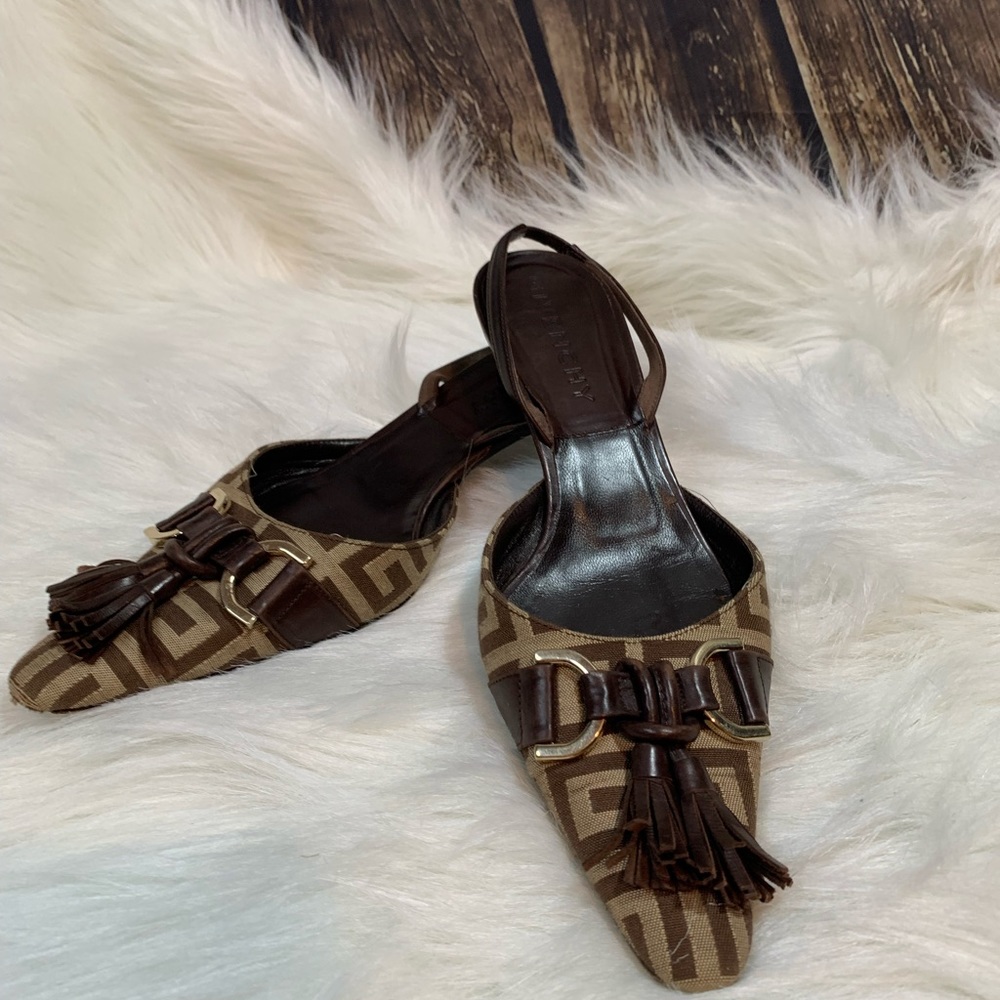 Givenchy Vintage Monogram Canvas (slingback) kitten heel … mules /slides  .